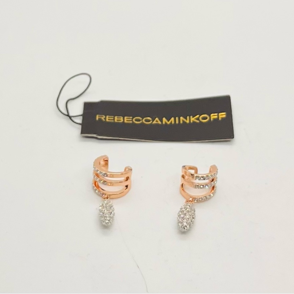 Rebecca Minkoff Rose Gold Earrings Clip on, no piecing - Picture 2 of 7
